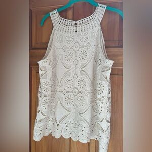 Beautiful ADIVA Sleeveless Spring Summer Boho Lace Top Medium EXCELLENT!